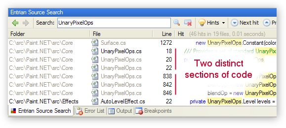 Screenshot of the line number column