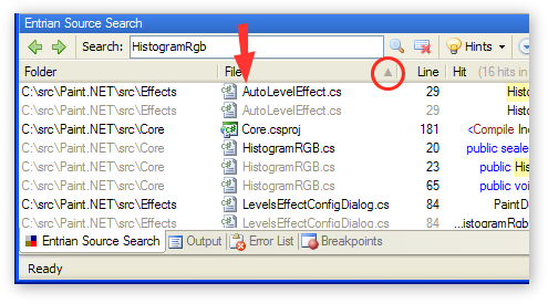 Column sorting
