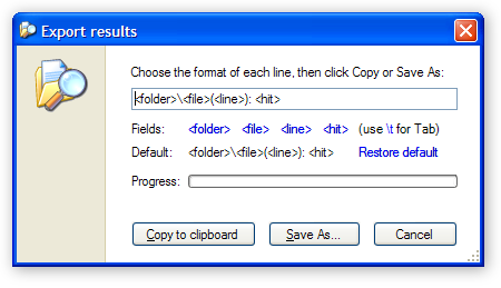 Export Results dialog