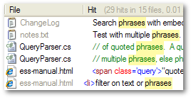 Screenshot: File types including txt, cs and html